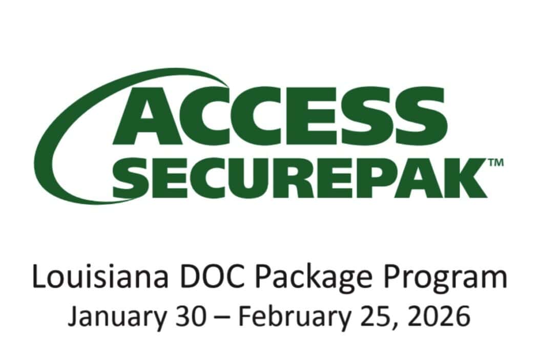 Access Securepak logo with text: Louisiana DOC Package Program, January 30 – February 25, 2026.