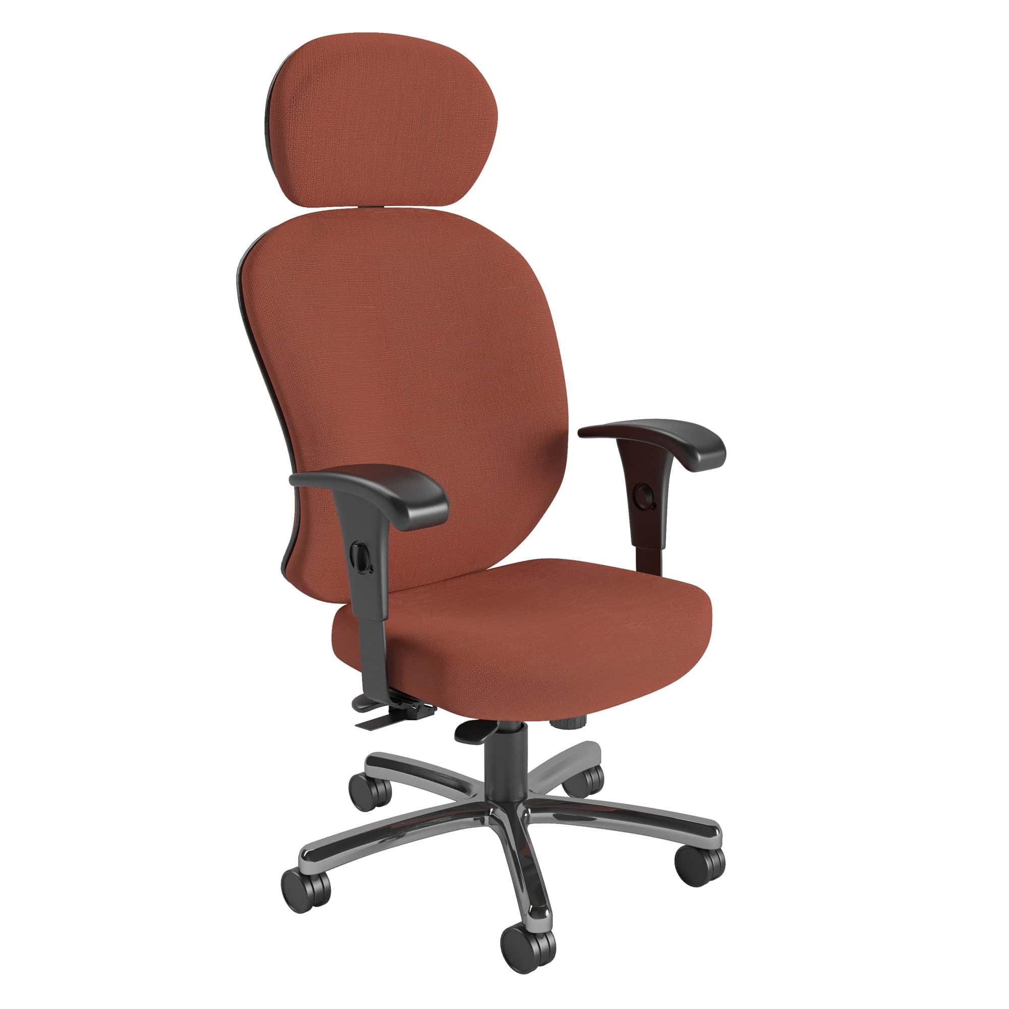 The 24/7 Heavy Duty Chair with Headrest features adjustable armrests and a five-wheel base, shown on a plain white background.