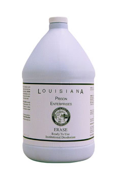 A case of 4 one-gallon bottles labeled "Erase Deodorizer.