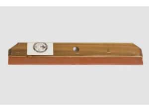 The squeege 18" is a rectangular wooden screen printing tool with a central hole and red rubber edge.