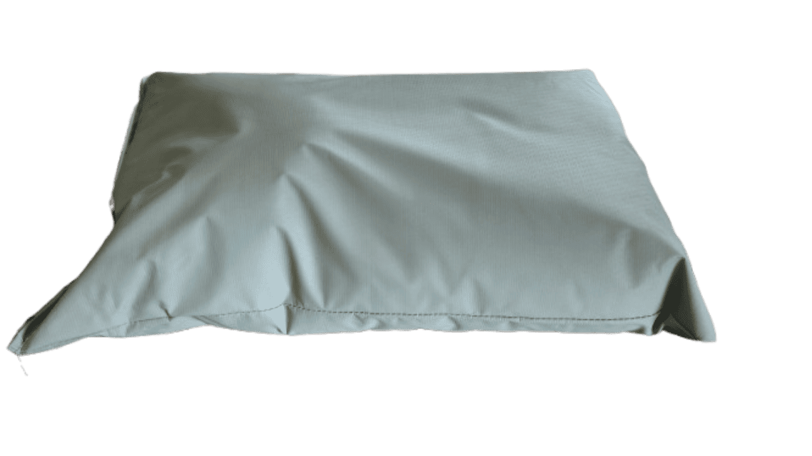 A Poly Foam Pillow Wrapped in Blue Fire Guard is placed against a plain white background.