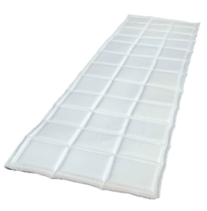 The Suicide Prevention Mattress is a rectangular white quilted mat with a grid pattern, shown laying flat on a plain surface.