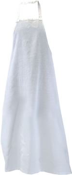A plain white Aprons with a neck strap, no pockets or designs, shown on a white background.