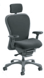 The CXOti Intensive Use Chair w/ Headrest is a black ergonomic office chair with adjustable seat, armrests, and five-wheel base.