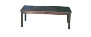 Coffee Table 54x24x16, rectangular wooden design with four legs, displayed against a plain white background.