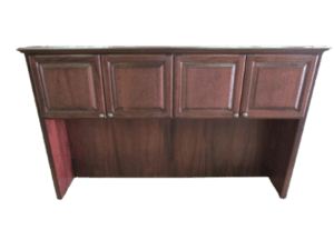 Solid Wood Credenza Hutch 64x13x40 with four paneled doors and open shelf, shown against a plain white background.