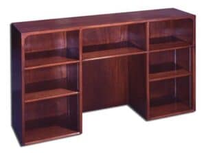 The Credenza Hutch, 64x13x40, features two side shelves and an open center space for seating.