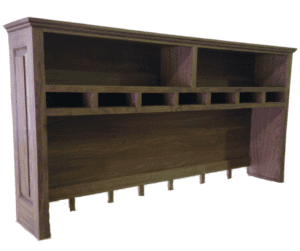 Solid Wood Office Hutch with Return 78x13x40 features multiple cubbyholes, two large top sections, and a row of smaller compartments.