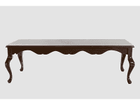 A Coffee Table with queen anne legs 54x24x16, rectangular dark wood, set against a plain light background.