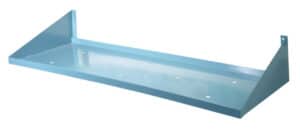 The Wall Mounted Cell Block Bed Frame Steel is a blue metal shelf with side supports and six round holes, shown on a white background.